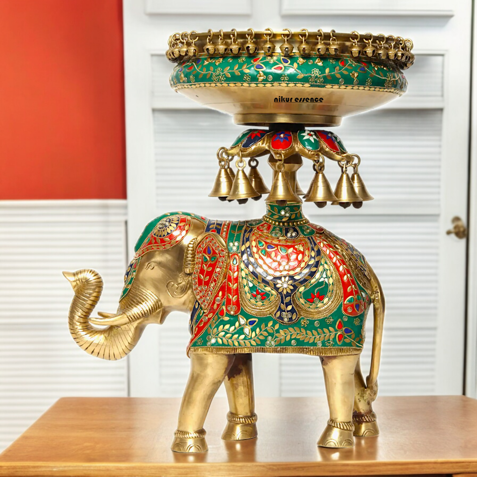 Online Elephant Urli Braas with Stone Work - 20.7 inches Nikuressence
