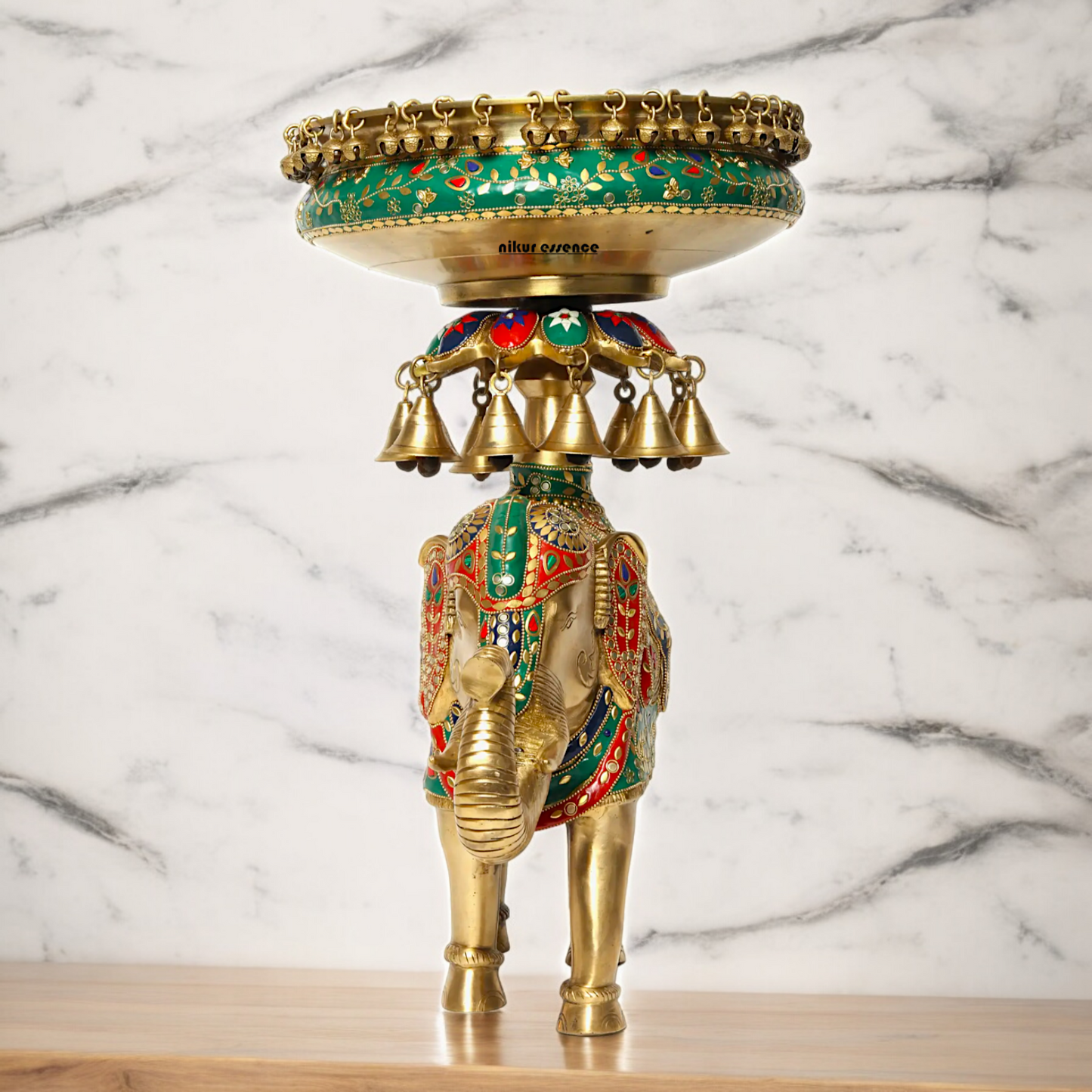 Online Elephant Urli Braas with Stone Work - 20.7 inches Nikuressence