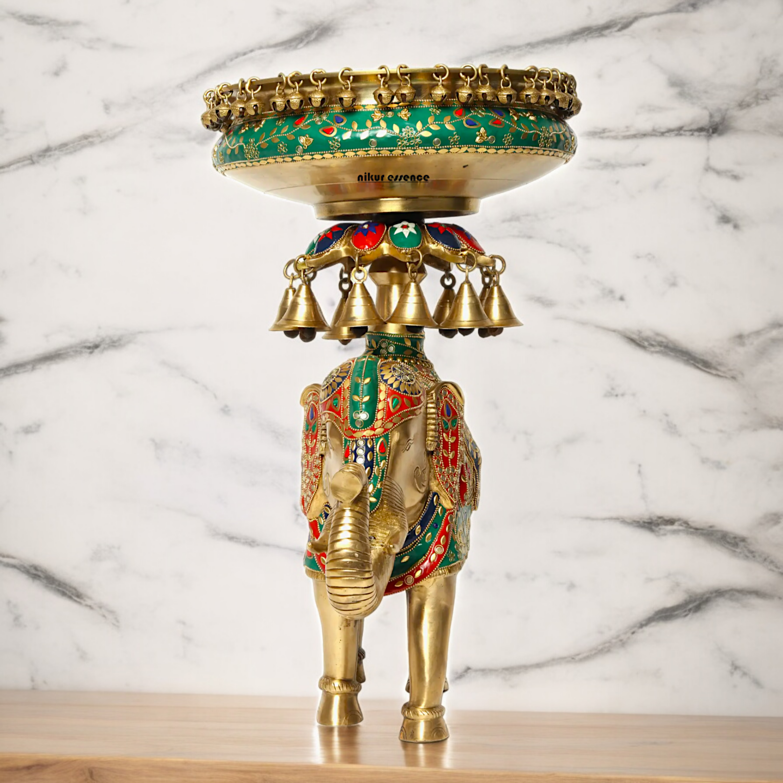 Online Elephant Urli Braas with Stone Work - 20.7 inches Nikuressence