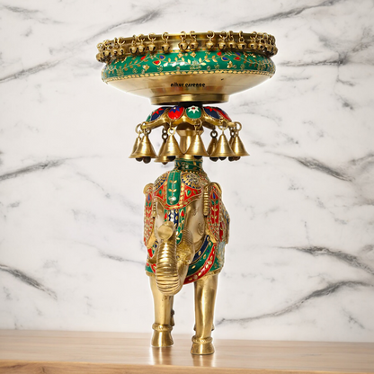 Online Elephant Urli Braas with Stone Work - 20.7 inches Nikuressence