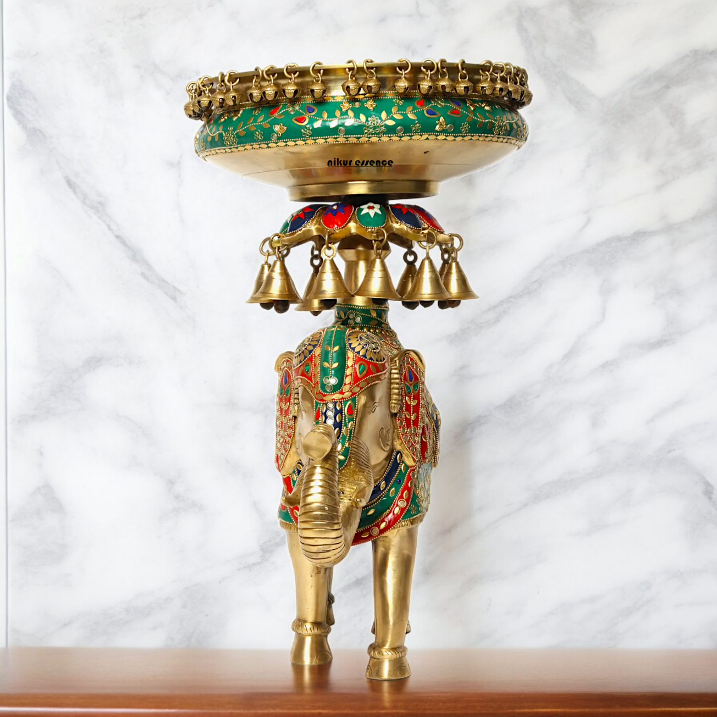 Online Elephant Urli Braas with Stone Work - 20.7 inches Nikuressence