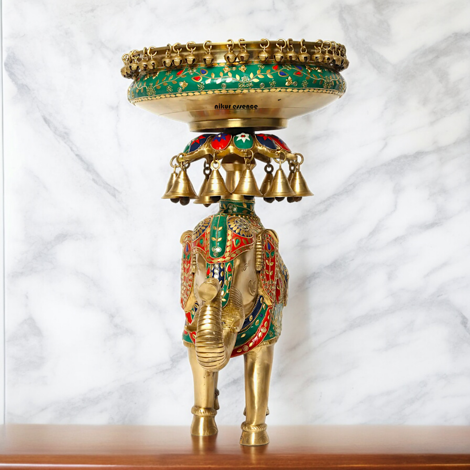 Online Elephant Urli Braas with Stone Work - 20.7 inches Nikuressence