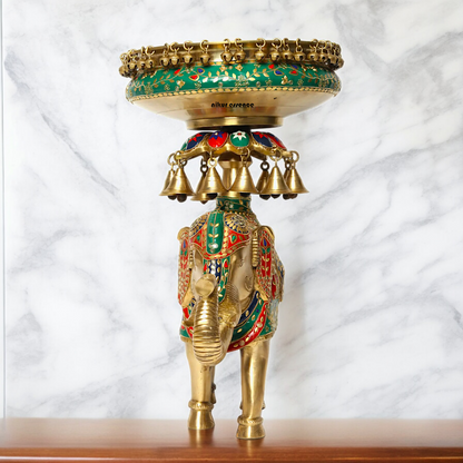 Online Elephant Urli Braas with Stone Work - 20.7 inches Nikuressence