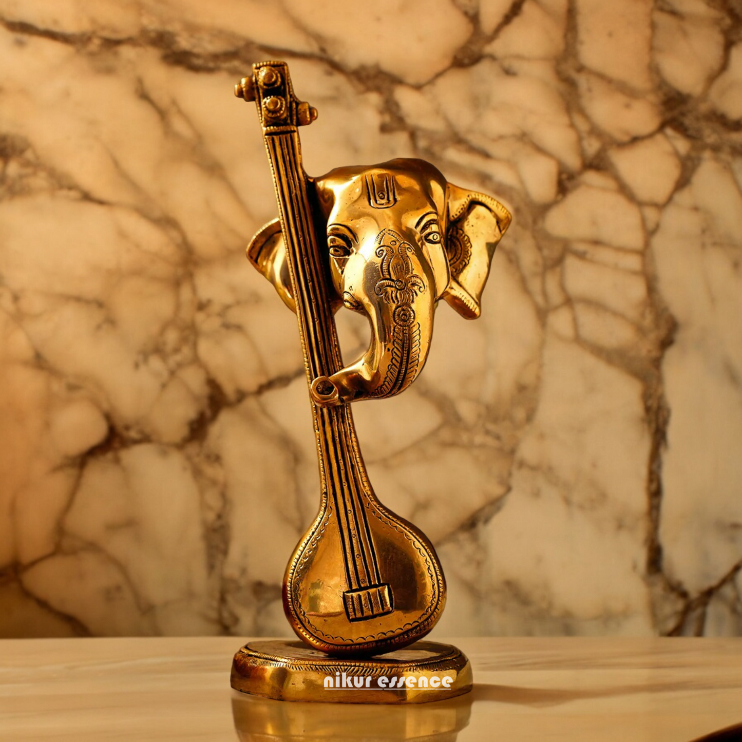 Shop Ganesh Playing Veena Solid Braas Idol - 11.5 inches Nikuressence