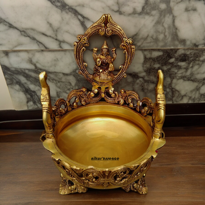 Solid Braas Lakshmi urli - 12 inches Nikuressence