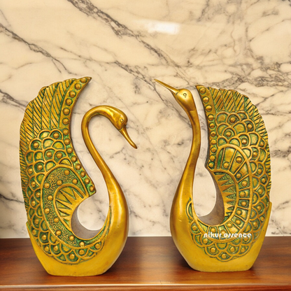 Solid Brass Duck Pair Idol - 10 inches Nikuressence