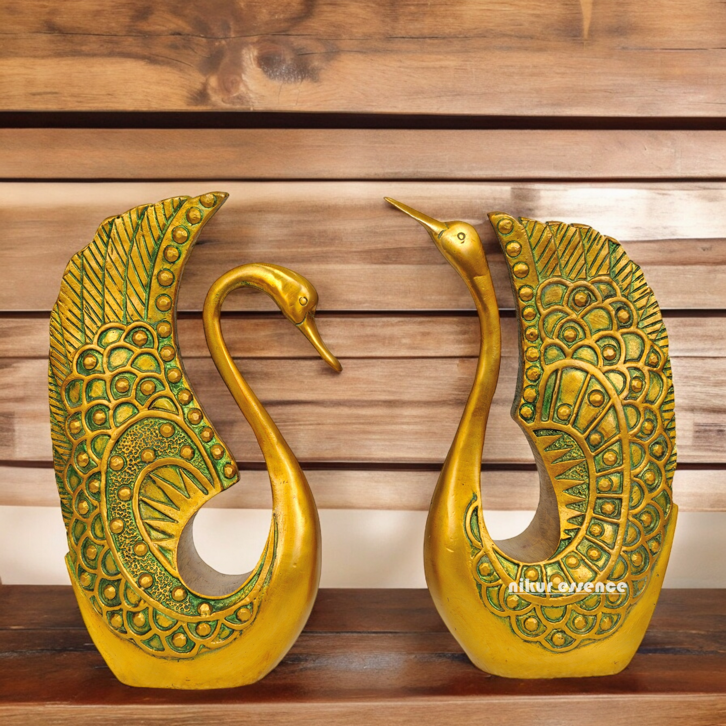 Solid Brass Duck Pair Idol - 10 inches Nikuressence