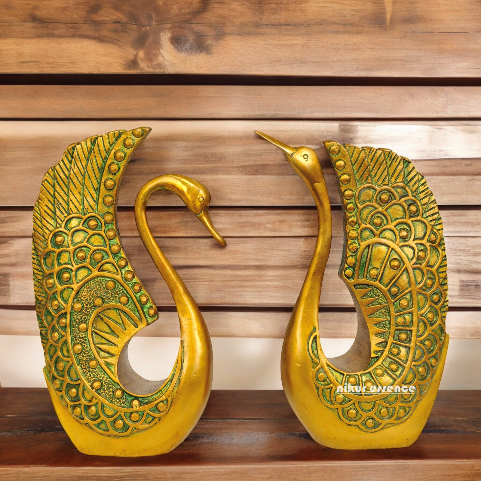 Solid Brass Duck Pair Idol - 10 inches Nikuressence