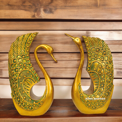 Solid Brass Duck Pair Idol - 10 inches Nikuressence