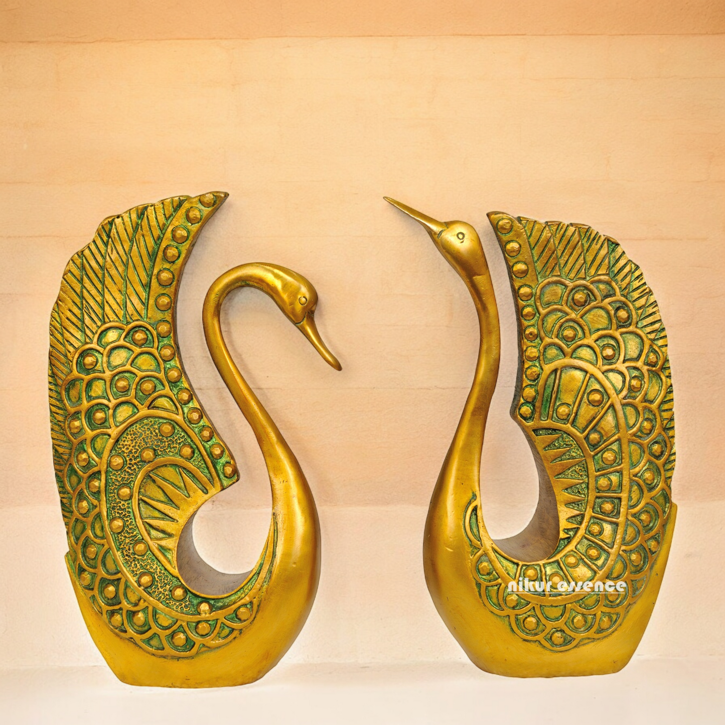 Solid Brass Duck Pair Idol - 10 inches Nikuressence