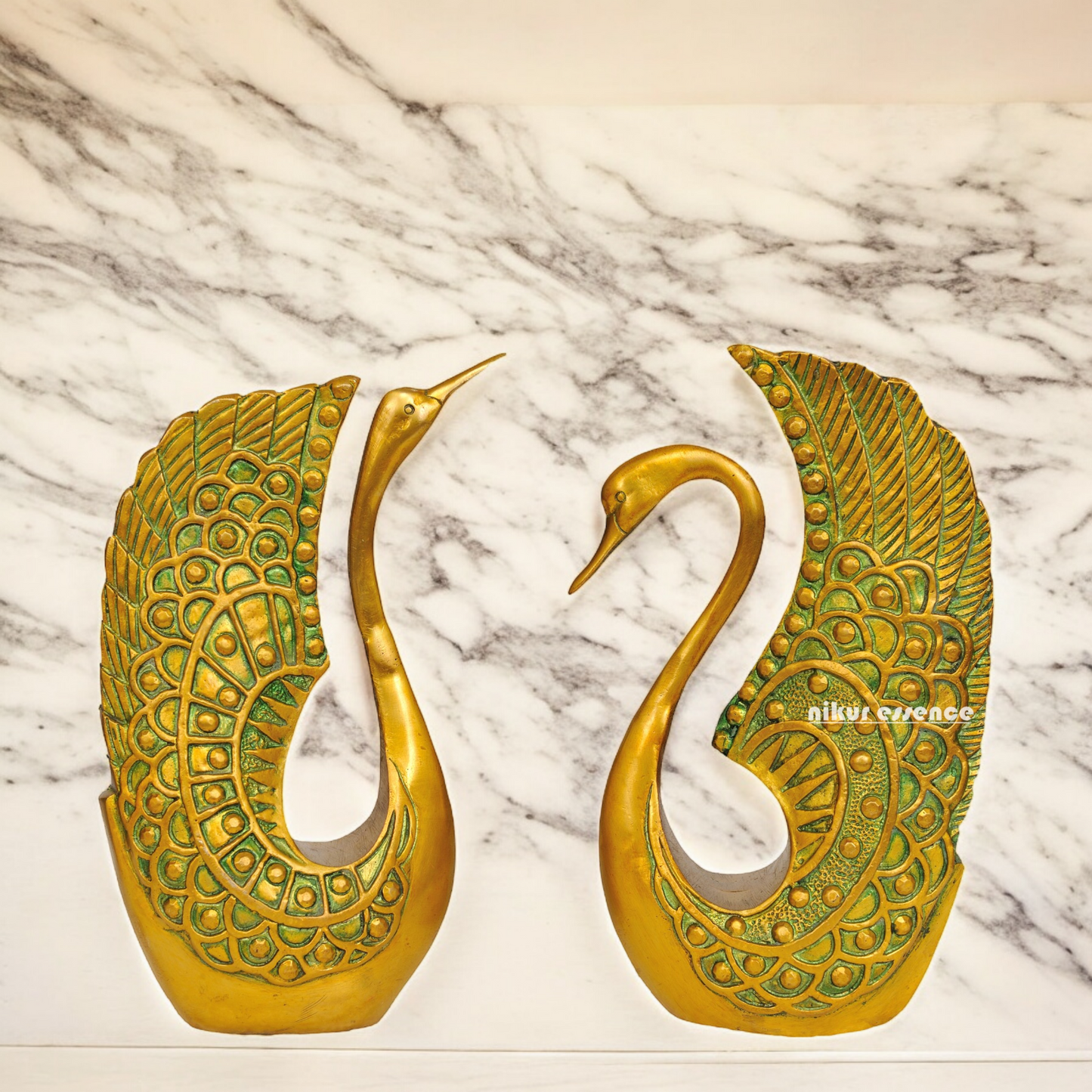 Solid Brass Duck Pair Idol - 10 inches Nikuressence