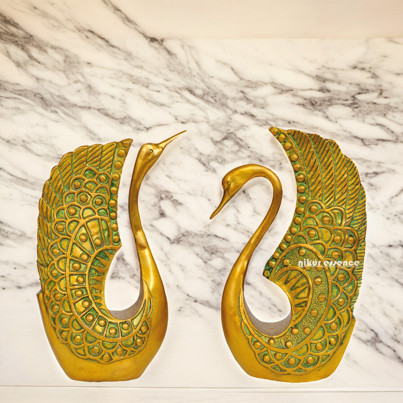 Solid Brass Duck Pair Idol - 10 inches Nikuressence