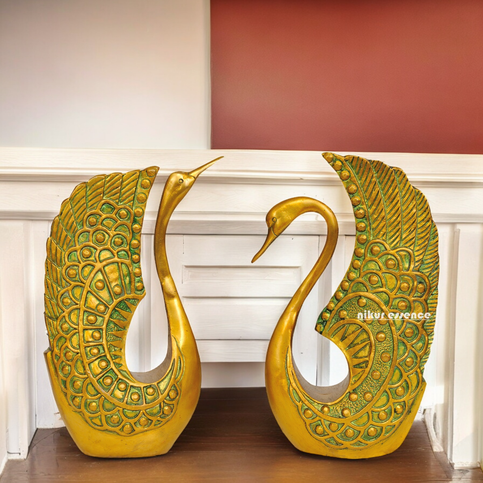 Solid Brass Duck Pair Idol - 10 inches Nikuressence