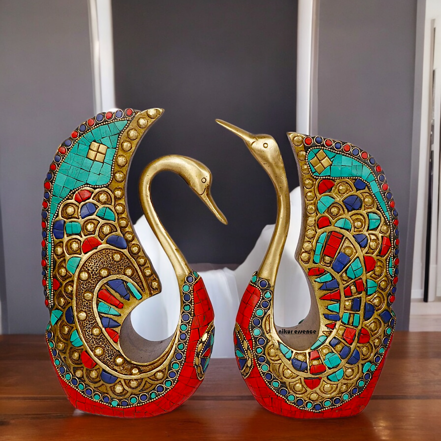 Online Swan Pair idol with Stone Work - 9.5 inches Nikuressence