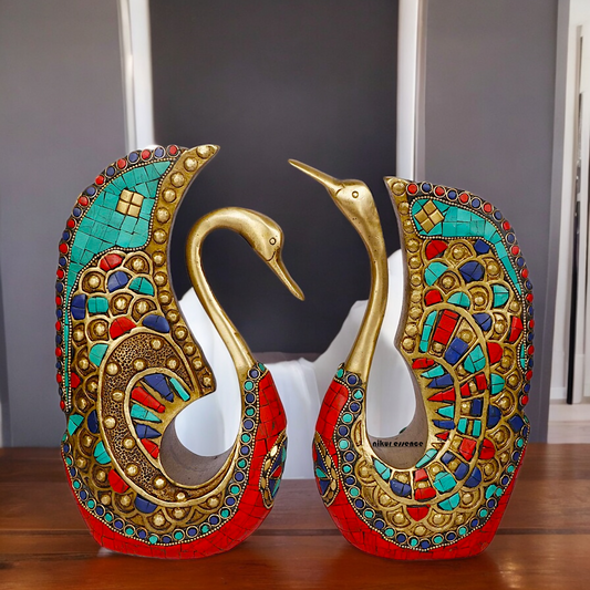 Online Swan Pair idol with Stone Work - 9.5 inches Nikuressence