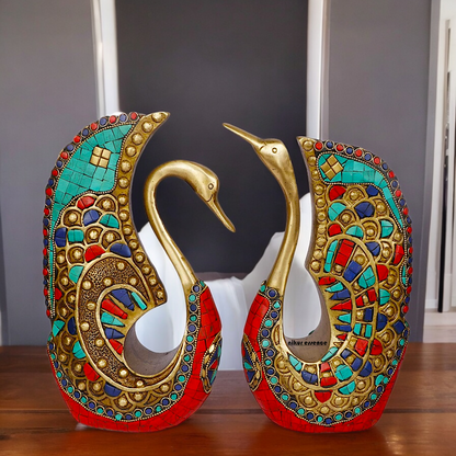 Shop Swan Pair Braas with Stone Work Idol - 9.5 Inch Nikuressence