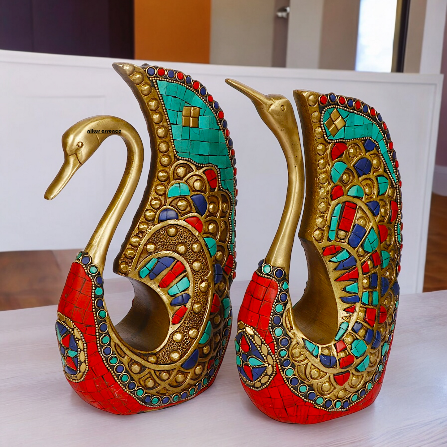 Online Swan Pair idol with Stone Work - 9.5 inches Nikuressence