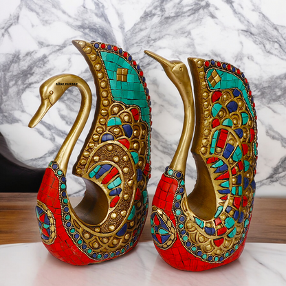 Online Swan Pair idol with Stone Work - 9.5 inches Nikuressence