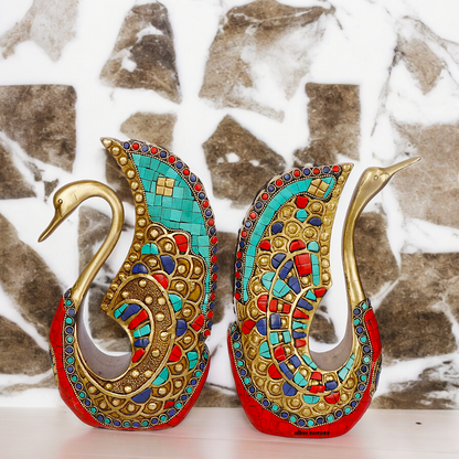 Online Swan Pair idol with Stone Work - 9.5 inches Nikuressence