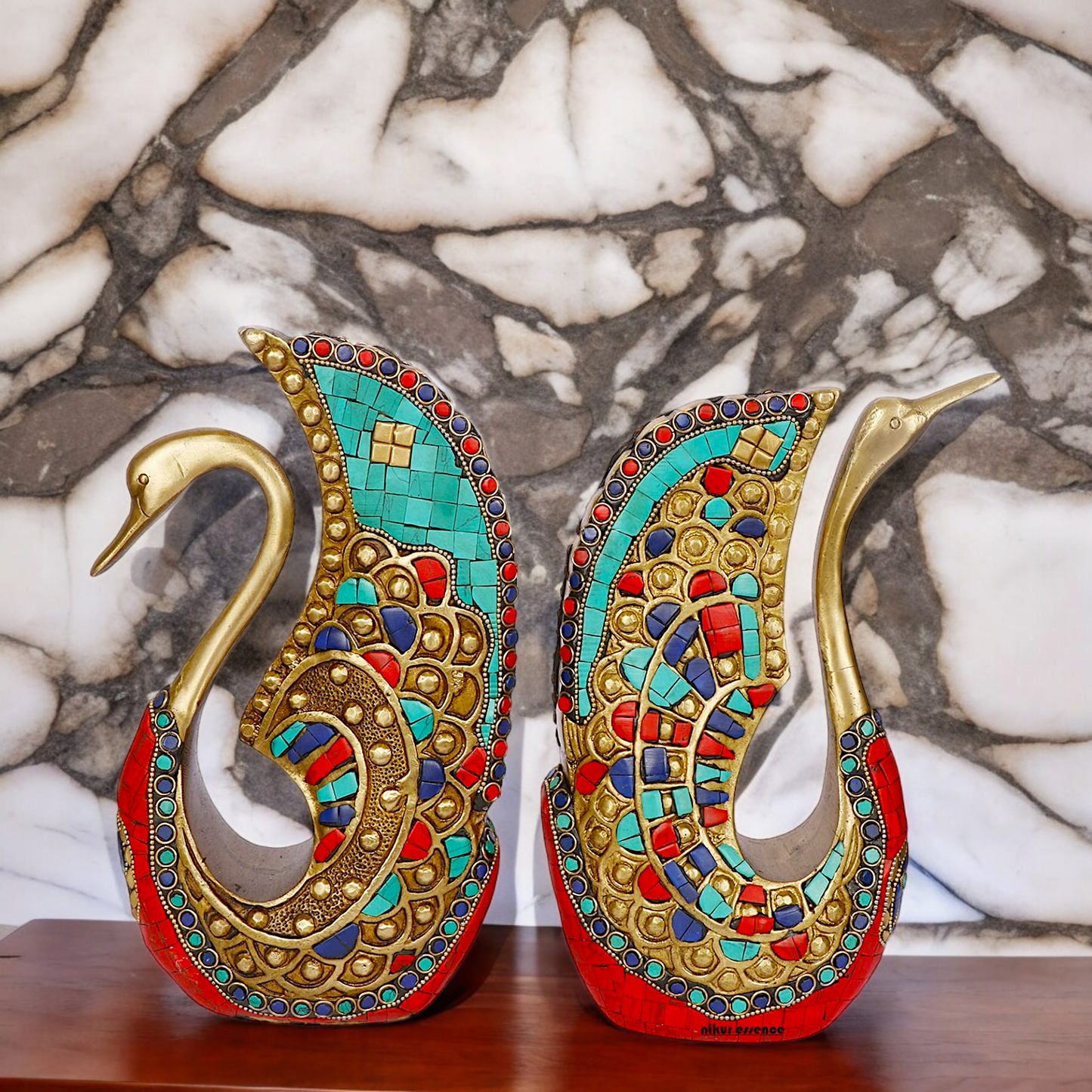 Online Swan Pair idol with Stone Work - 9.5 inches Nikuressence