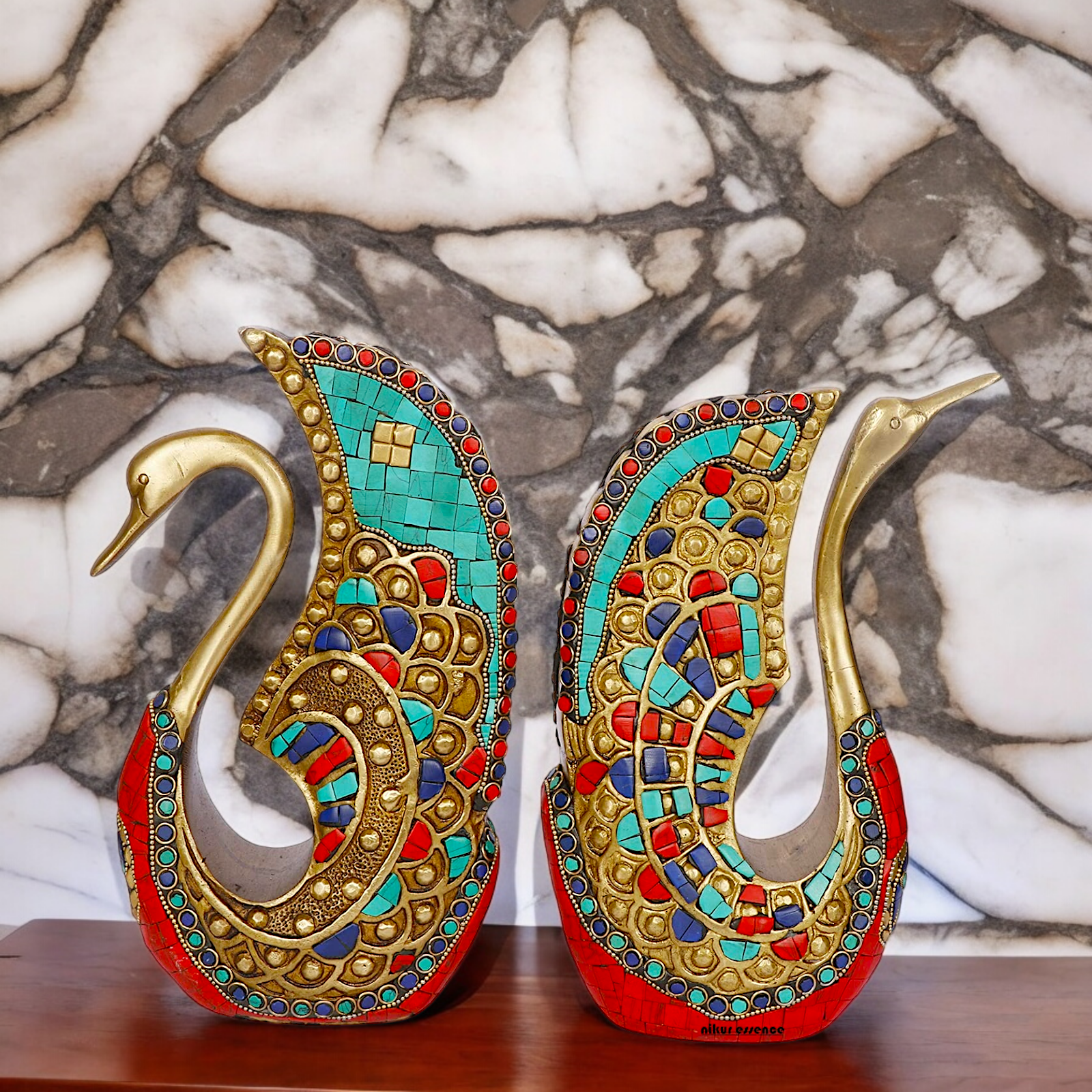 Online Swan Pair idol with Stone Work - 9.5 inches Nikuressence