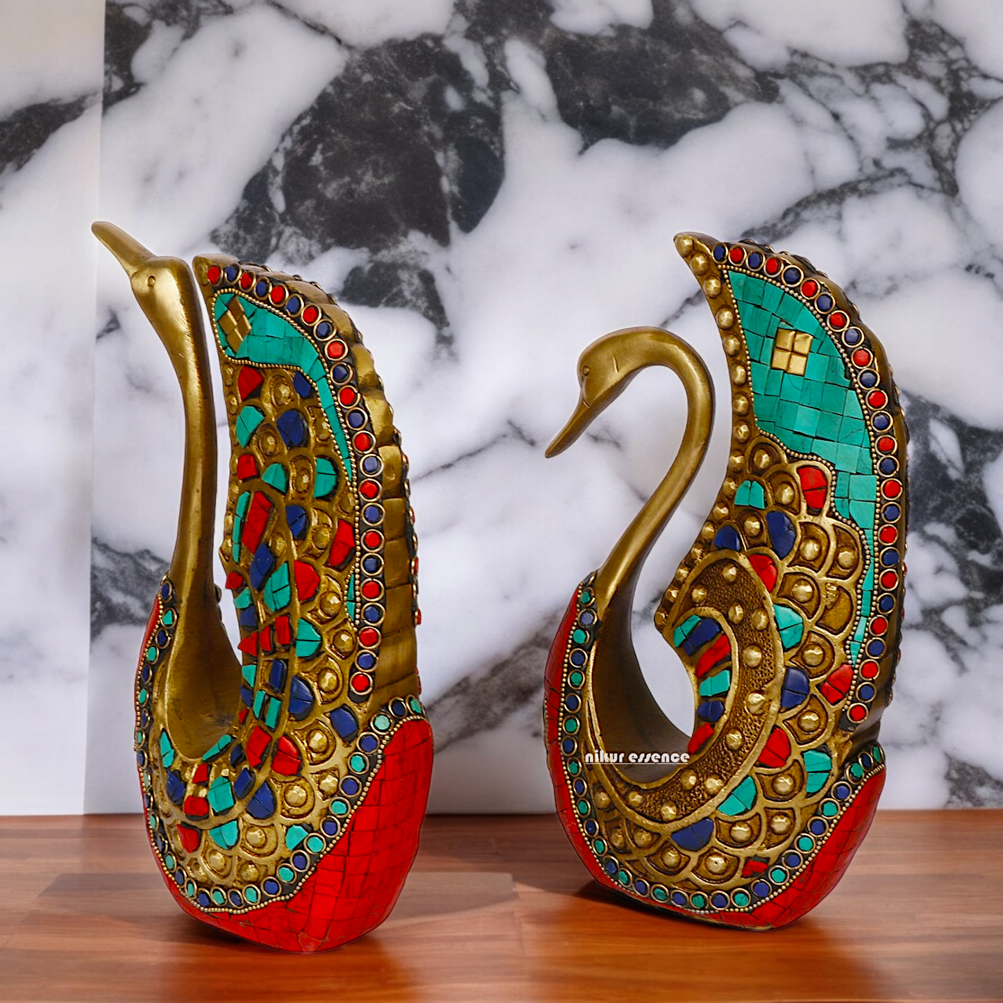 Online Swan Pair idol with Stone Work - 9.5 inches Nikuressence