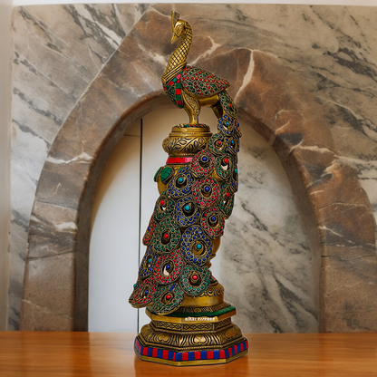 Buy Peacock Idol with Stone Work - 20 inches Nikuressence