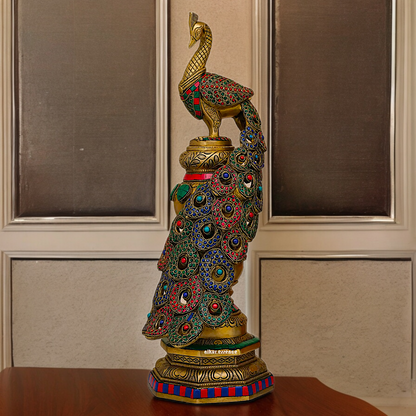Buy Peacock Idol with Stone Work - 20 inches Nikuressence