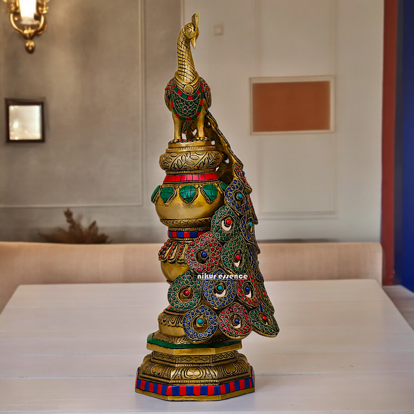 Buy Peacock Idol with Stone Work - 20 inches Nikuressence