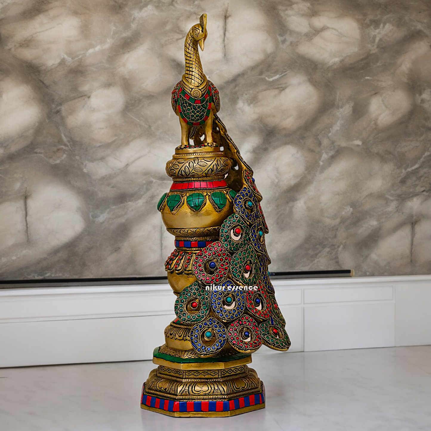 Buy Peacock Idol with Stone Work - 20 inches Nikuressence