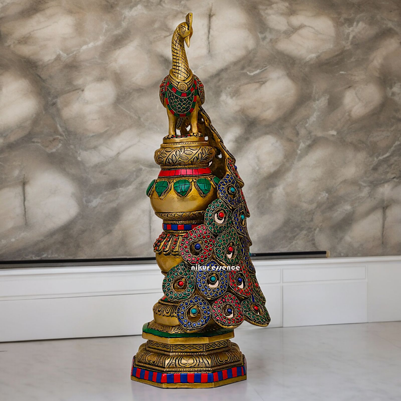 Buy Peacock Idol with Stone Work - 20 inches Nikuressence