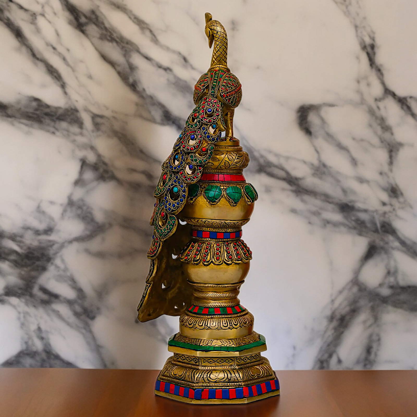 Buy Peacock Idol with Stone Work - 20 inches Nikuressence