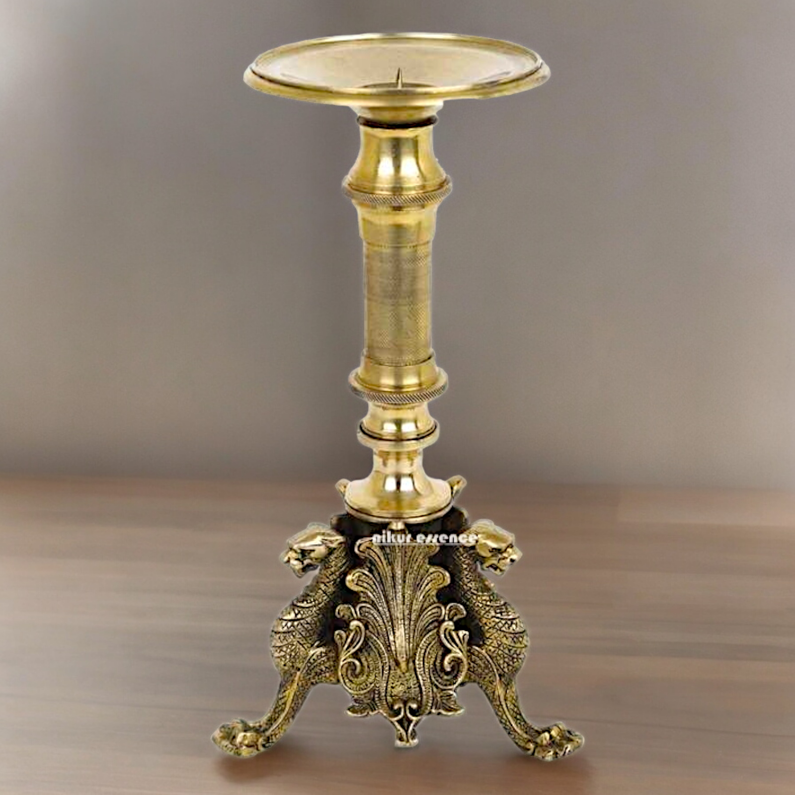Large Solid Brass Diya Candle Stand - 12.6 inches Nikuressence
