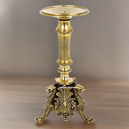 Large Solid Brass Diya Candle Stand - 12.6 inches Nikuressence