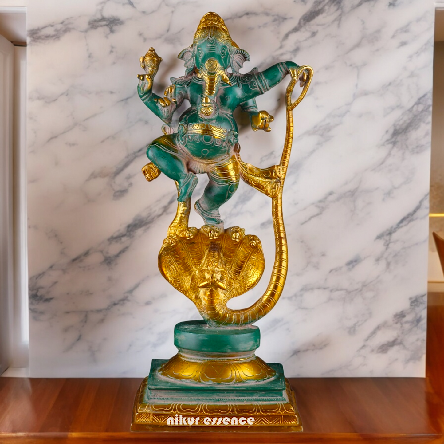 Large Ganesh Standing on Sheshnag Idol - 26.969 inches Nikuressence