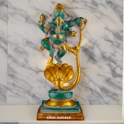 Large Ganesh Standing on Sheshnag Idol - 26.969 inches Nikuressence