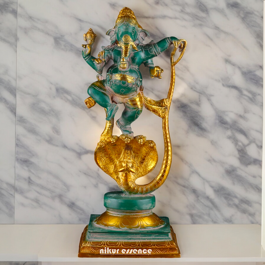 Large Ganesh Standing on Sheshnag Idol - 26.969 inches Nikuressence