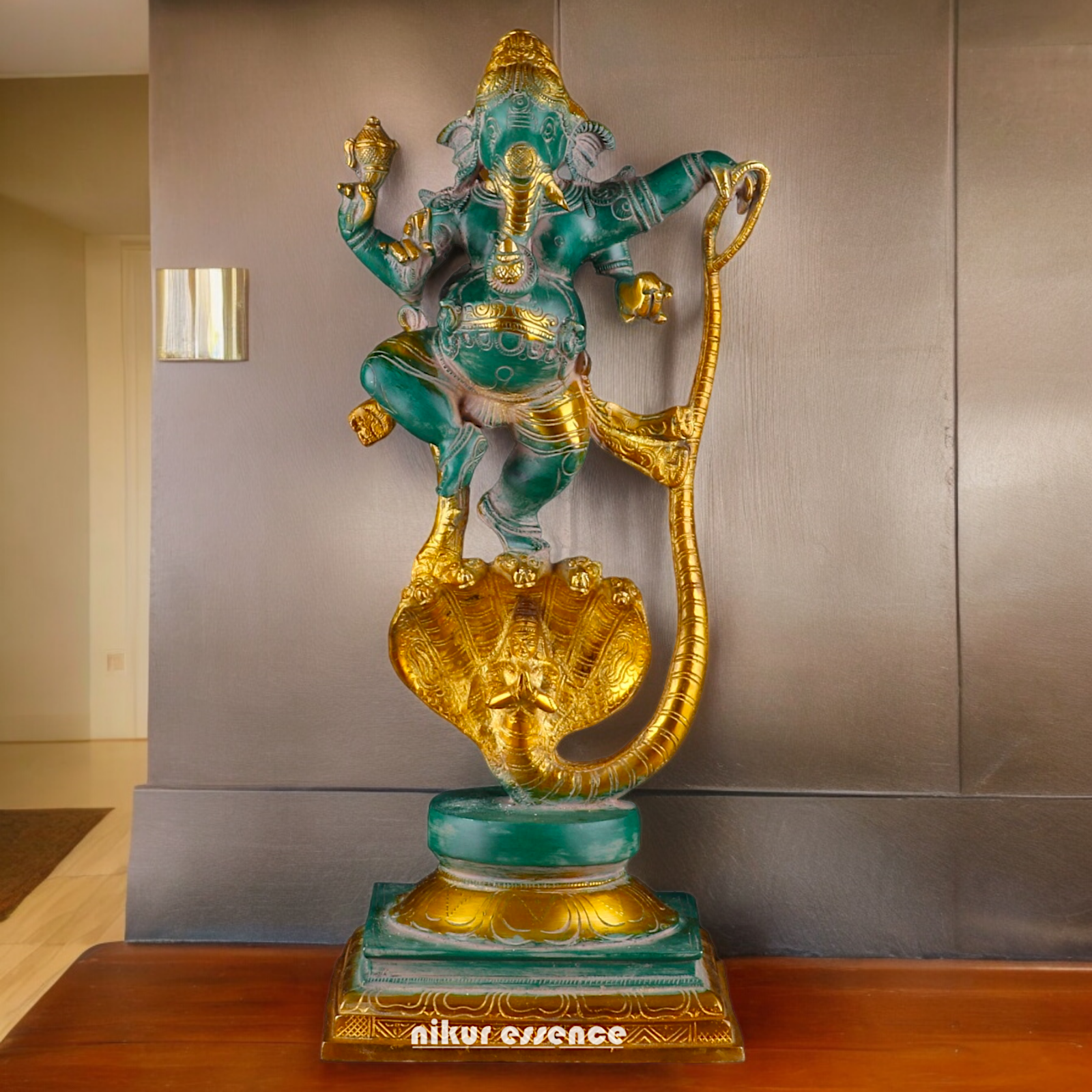 Large Ganesh Standing on Sheshnag Idol - 26.969 inches Nikuressence