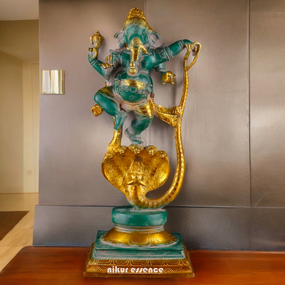 Large Ganesh Standing on Sheshnag Idol - 26.969 inches Nikuressence