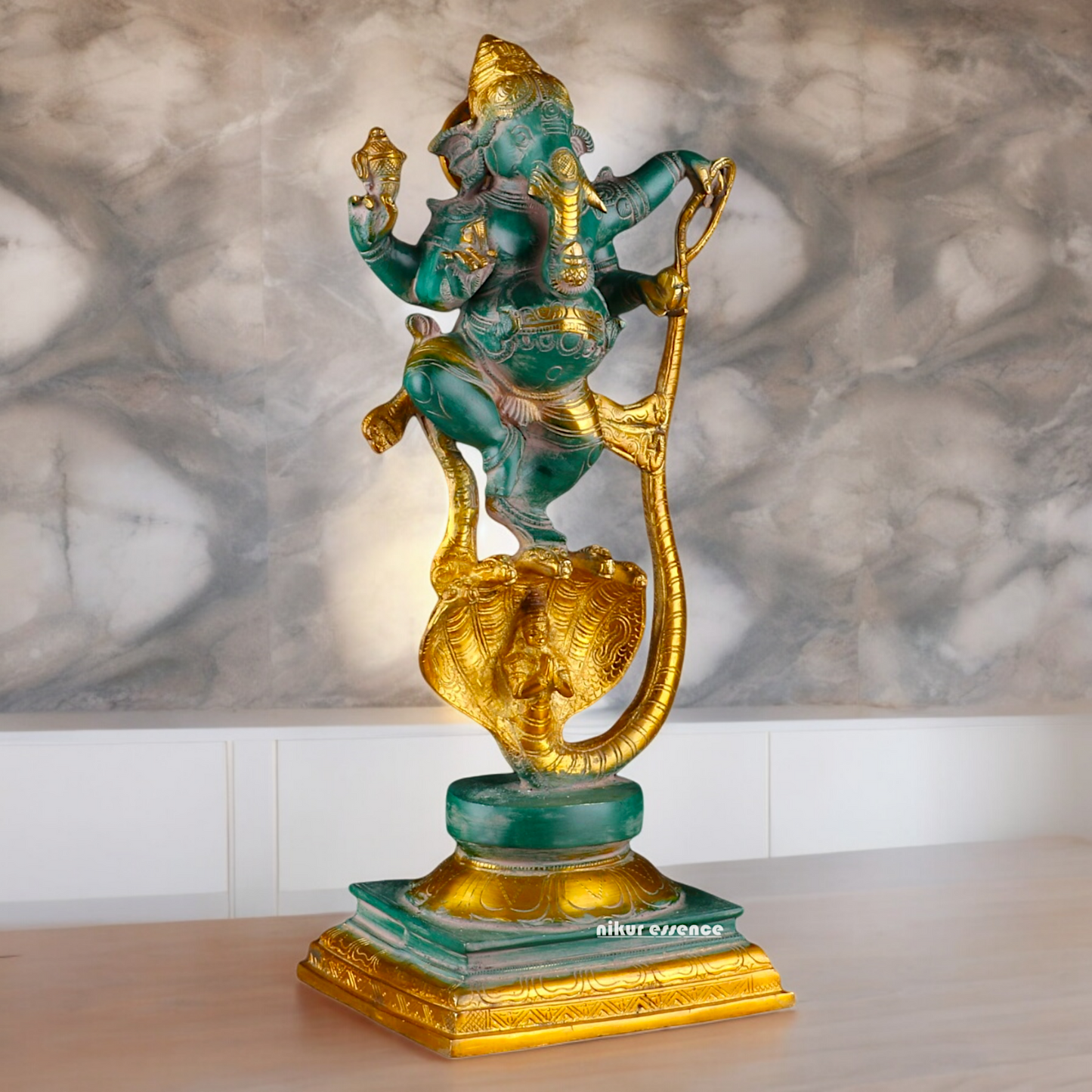 Large Ganesh Standing on Sheshnag Idol - 26.969 inches Nikuressence