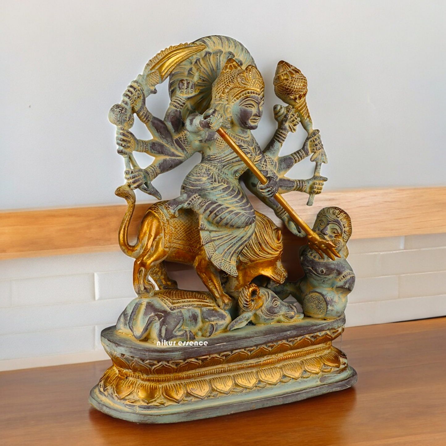 Buy Mahishasura Durga Brass Statue - 12.992 inches Nikuressence