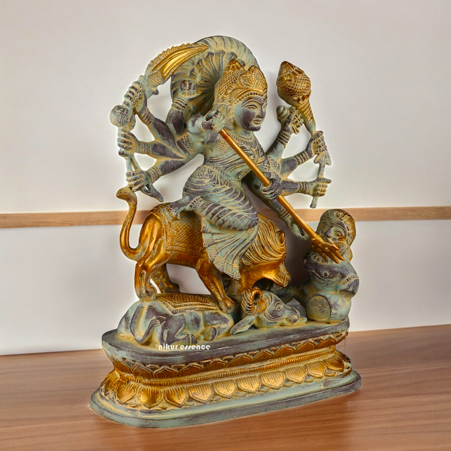 Buy Mahishasura Durga Brass Statue - 12.992 inches Nikuressence