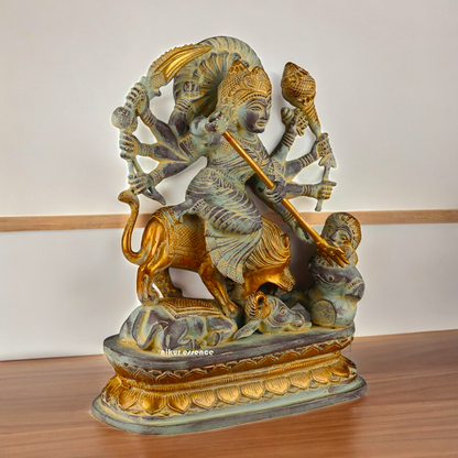 Buy Mahishasura Durga Brass Statue - 12.992 inches Nikuressence