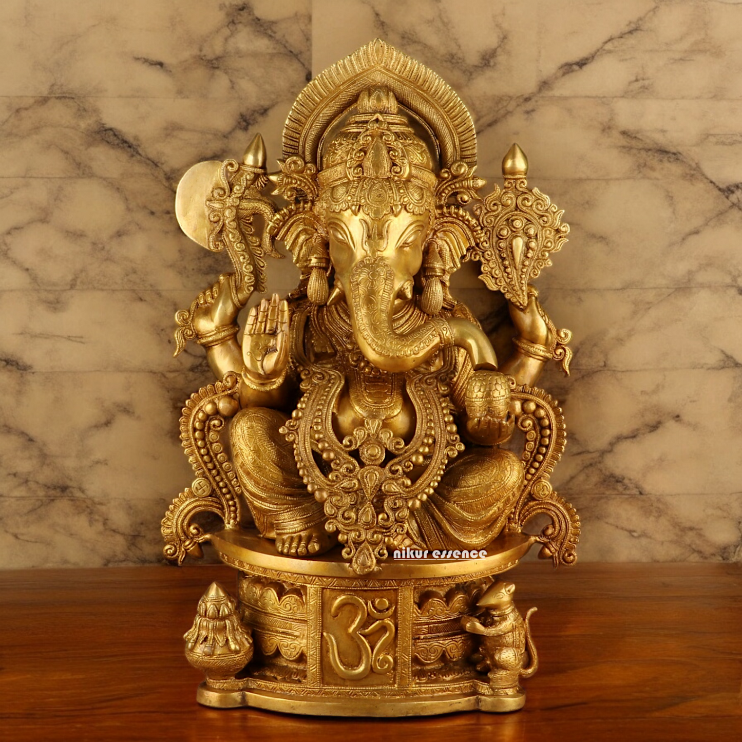 Solid Brass Ganesh Seated Idol - 23 inches Nikuressence