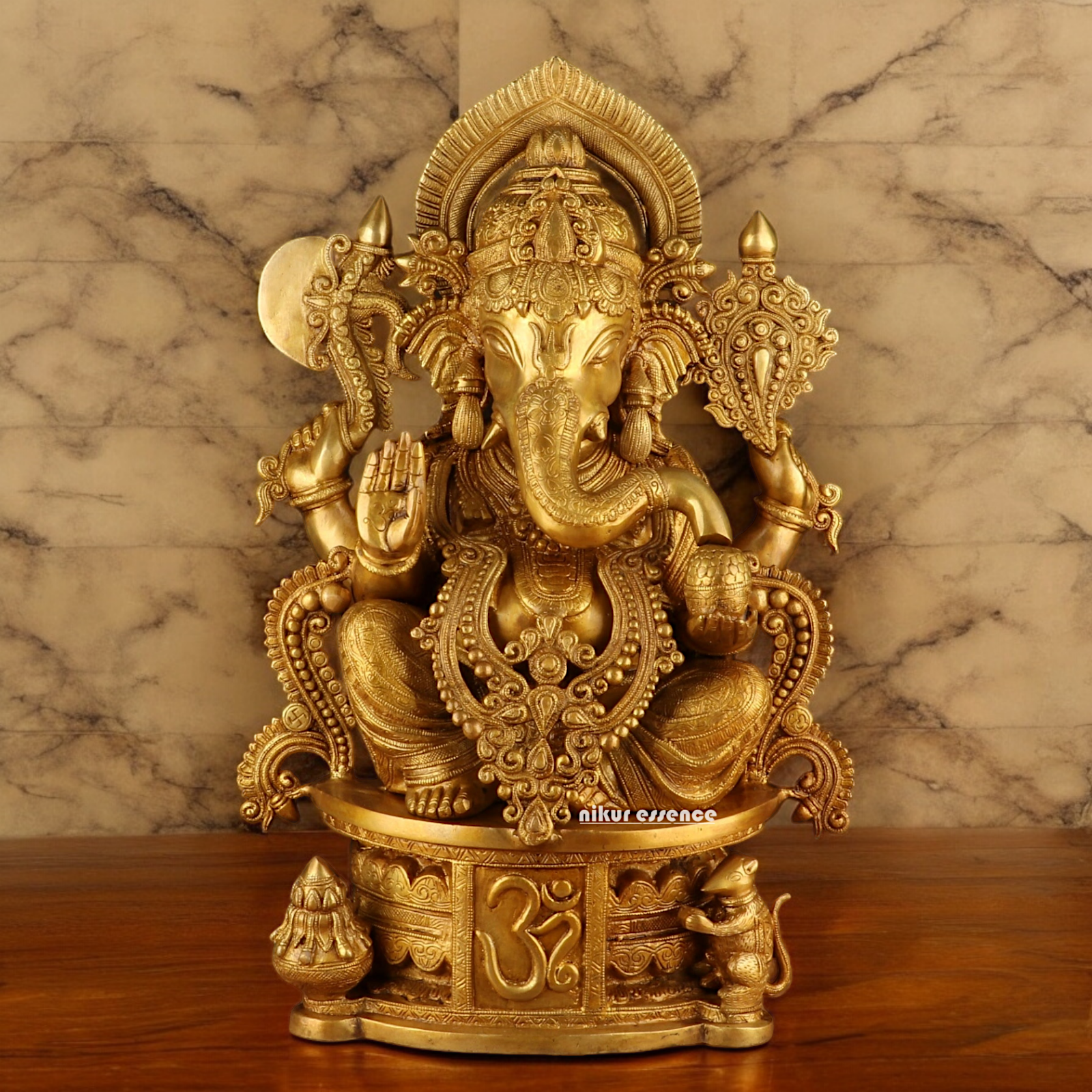 Solid Brass Ganesh Seated Idol - 23 inches Nikuressence