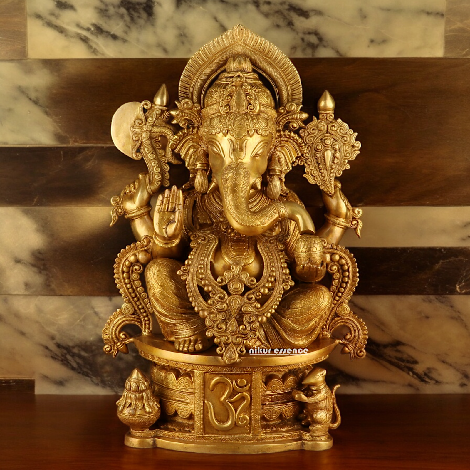 Solid Brass Ganesh Seated Idol - 23 inches Nikuressence
