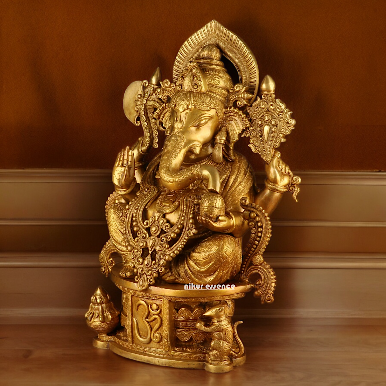 Solid Brass Ganesh Seated Idol - 23 inches Nikuressence