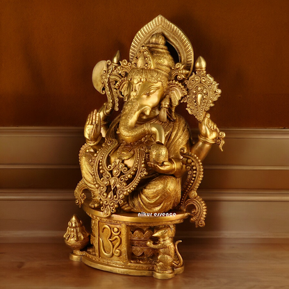 Solid Brass Ganesh Seated Idol - 23 inches Nikuressence