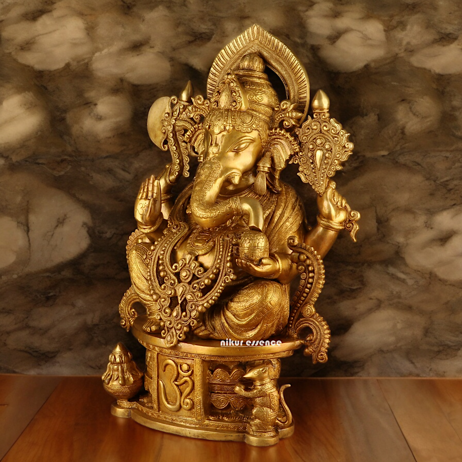 Solid Brass Ganesh Seated Idol - 23 inches Nikuressence