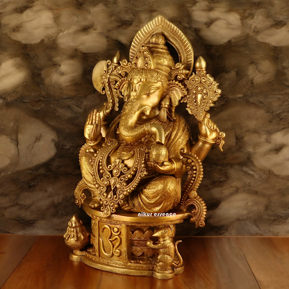 Solid Brass Ganesh Seated Idol - 23 inches Nikuressence